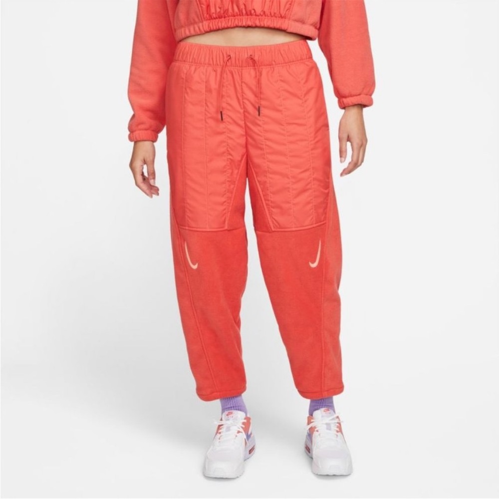 Nike Sportswear Swoosh Womens Curve Plush Pants Red Dd5614-605 Size M